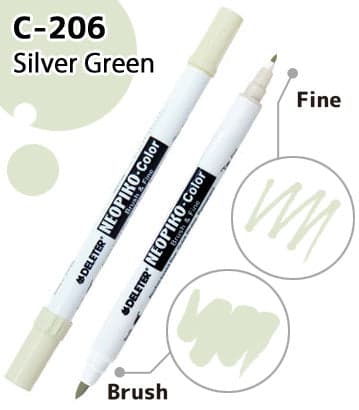 DELETER NEOPIKO-Color Silver Green (C-206) Alcohol-based Dual Tipped Marker