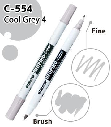 DELETER NEOPIKO-Color Cool Grey 4 (C-554) Alcohol-based Dual Tipped Marker