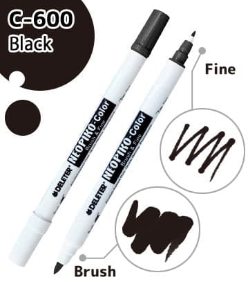 DELETER NEOPIKO-Color Black (C-600) Alcohol-based Dual Tipped Marker